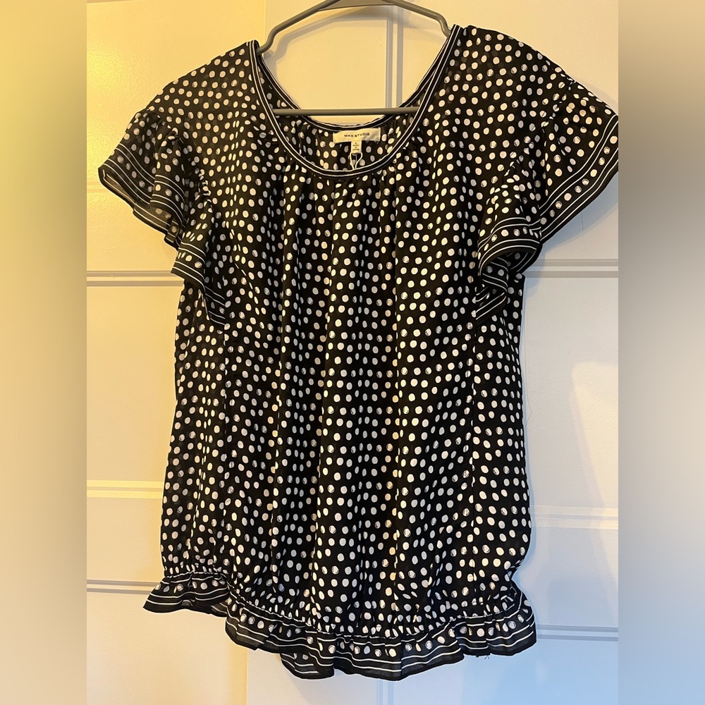 Max Studio - Large - Black and white polka dot blouse. NWT
